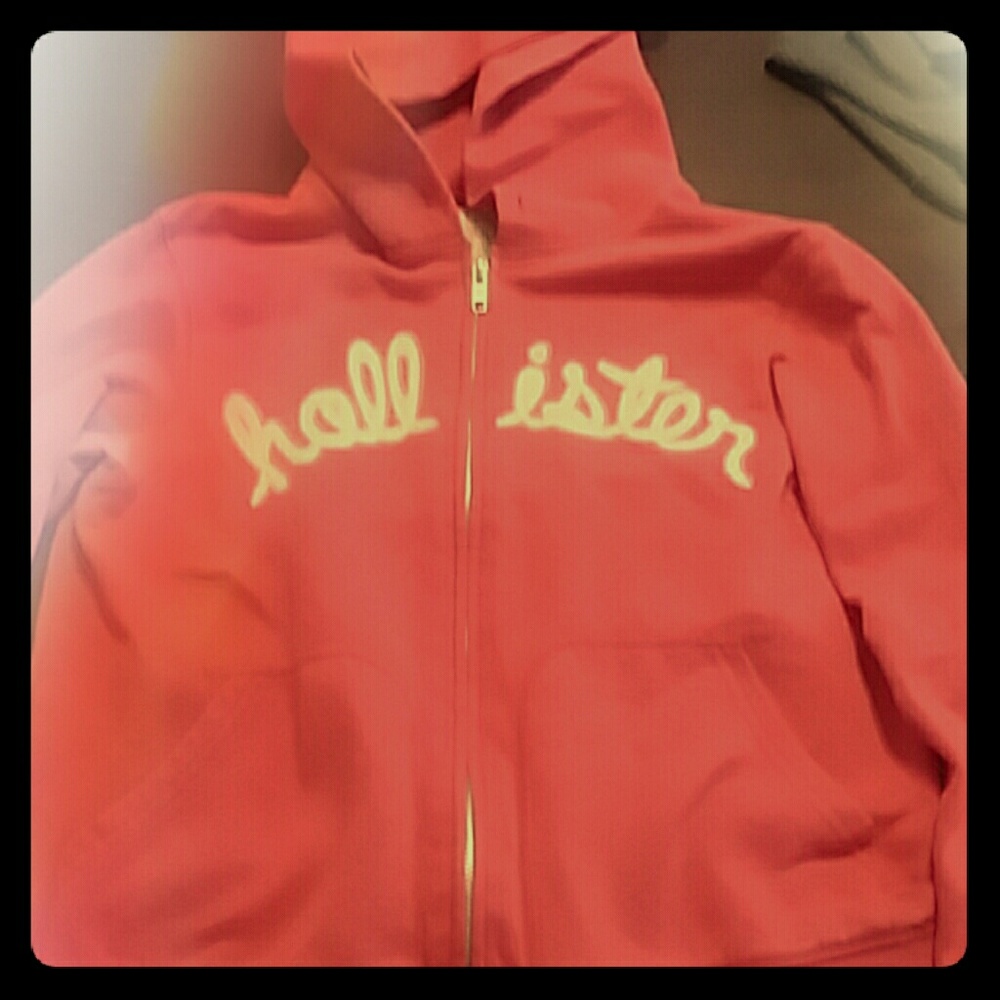 Super cute large Hollister red zip up hoodie